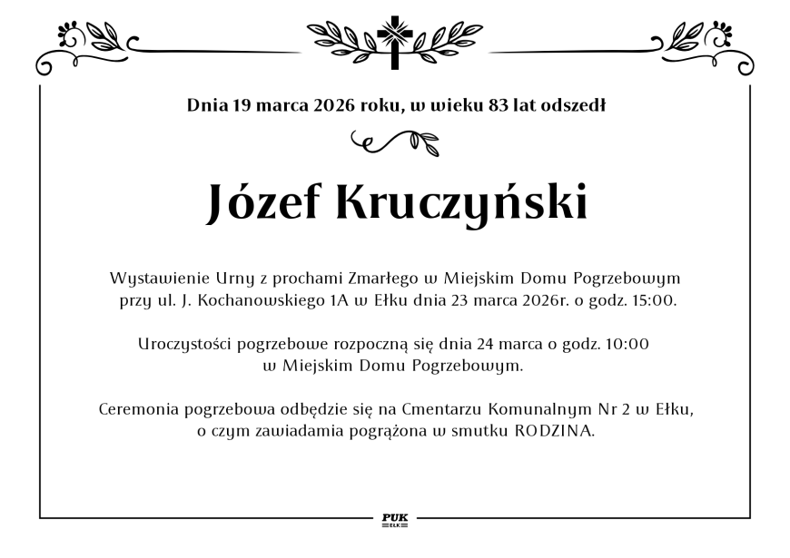 Józef Kruczyński - nekrolog